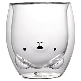 AWANA 可愛動物雙層玻璃杯 240ml, 熊熊, 1個