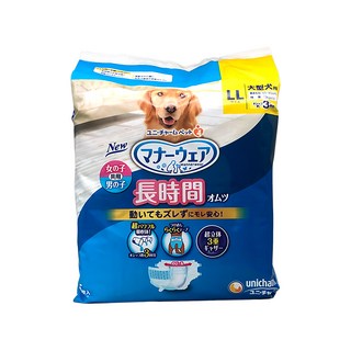 unicharm pet Mannerwear 禮貌帶 長時間系列 寵物尿布, LL(腰圍55~85cm 體重男女12kg以上), 5片, 1包