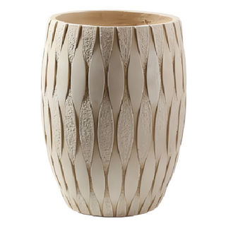 KUIBAO 快豹生活 Delabo北歐復古豎紋花盆, 橡木白, 1個