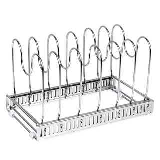 vivenzadi 柔軟全不鏽鋼平底鍋鍋具收納架, 6層, 1個, 不鏽鋼色
