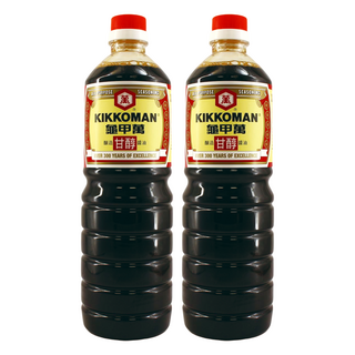 KIKKOMAN 龜甲萬 甘醇醬油，超過300年的純釀智慧, 1L, 2瓶