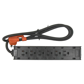 PowerSync 包爾星克 1開12插雙面抗搖擺延長線 TSCS0010, 1m, 黑色, 1個