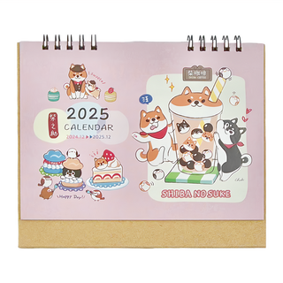 Sunny 三瑩文具 柴之助2025年度三角桌曆, 雙線圈設計, 粉色, 2本