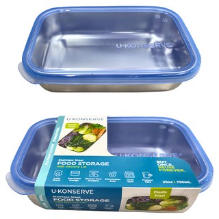 U Konserve 不鏽鋼保鮮盒 2件組 含矽膠蓋 750ml+825ml, 1組