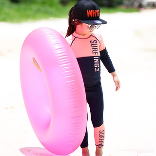 兄妹 長袖防曬泳衣 長袖上衣 + 泳褲, 4XL, 深藍 + 亮粉