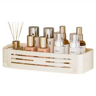 吸盤式太空鋁置物架 四方 升級加高, 1個, 奶油白