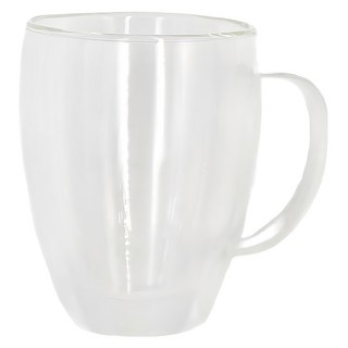 耐熱雙層玻璃馬克杯, 圓潤杯口 隔熱防燙 350ml, CAKN0121L, 1個