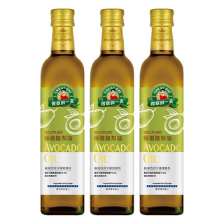 得意的一天 極選酪梨油, 100%歐洲原裝進口, 含73.9%不飽和脂肪, 專利伸縮油嘴設計, 油質穩定發煙點250度以上, 500ml, 3瓶