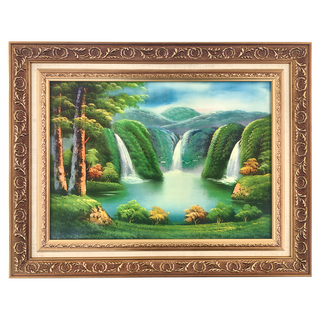 開運陶源 開運進財化煞 福祿壽 山水畫 象徵財富 綠色充滿生機 居家裝飾, 50 x 40cm