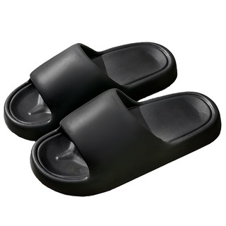 麻糬拖鞋 Set, 厚底靜音柔軟舒適浴室拖鞋, 經典黑, 240mm
