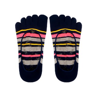 Arnold Palmer 雨傘牌 女款 活力隱形止滑五趾襪 - 立體彈性襪口 排汗性佳 腳底膠印設計, 23~25cm, 丈青色, 1雙