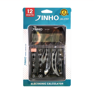 JINHO 京禾 12位元計算機 JH-2797 太陽能/電池雙重電源, 黑色, 1個