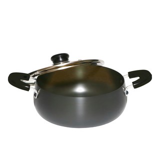 Magic gold 玻璃蓋雙耳鍋 鋁材質 黑色 韓國製造, 22cm, 1個