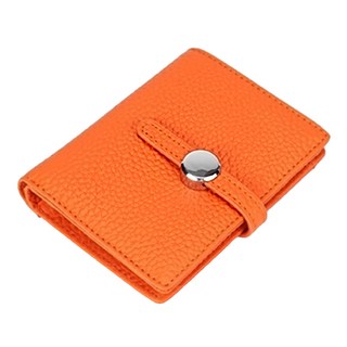 真皮頭層牛皮女士抽繩短夾 8卡位, 12 x 9 x 厚1.5cm, 橙色