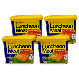 LOTTE 樂天 雞肉午餐肉 原味, 340g, 韓國No.1品牌, 4罐