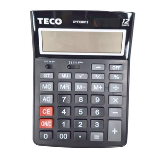 TECO 東元 桌上型計算機 XYFXM012 太陽能 AG-13鈕扣電池, 黑色, 1個