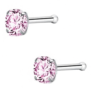 Brilliant Beauty 耀眼美人 小方紅寶鑽鋯石養鈦鋼耳環 (3mm)