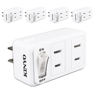 Kinyo 節電1開3插分接器, 50mm, 白色, 5個