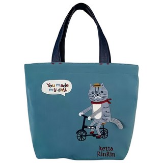 kUSUgURU JAPAN 日本眼鏡貓 Ketta Rinrin隱藏版角色 寬口萬用手提包, 綠色