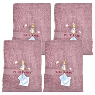 PETER RABBIT 彼得兔 PR1251 精繡浴巾 純棉柔軟舒適 厚實蓬鬆吸水 精緻電繡LOGO, 顏色隨機, 4條