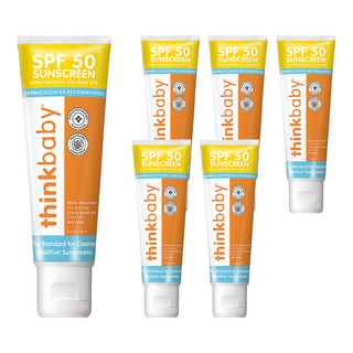 thinkbaby 新寶貝 純物理防曬霜 幼兒款 SPF 50 廣譜UVA/UVB 防水 (80 分鐘) 無BPA 89ml, 6條