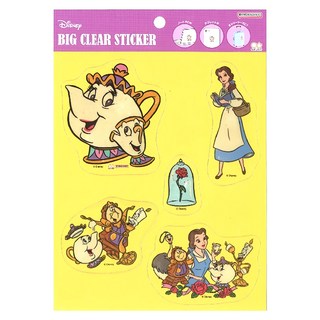 sun-star Disney 美女與野獸 透明貼紙套組, PVC塑膠, W148xH180xD0.3mm, 1包