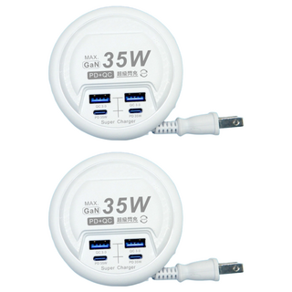 Kinyo GIU-PD435 USB電源供應器 87 x 87 x 30mm 129g, 47cm, 白色, 2個