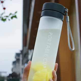 霧面運動水壺, 內置花形茶隔, 安全密封防漏, 穩固杯底, 便攜掛繩, 優雅黑, 800ml, 1瓶