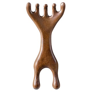 咪咪購物 鹿角按摩梳2件組 檀木梳 頭皮按摩 經絡舒緩, 1組