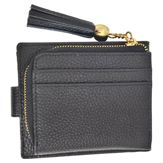 真皮頭層牛皮12卡位L型零錢袋 女士皮夾/錢包/短夾/女夾, 11.5 x 9.5 x 2.5cm, 黑色