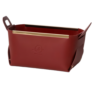 北歐風質感皮革收納盒 22*12.5*14cm, 胭脂紅, 1個