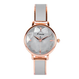 Kimio 銀河星空花玻璃切面手鐲錶 - 不鏽鋼錶帶, 灰面灰帶