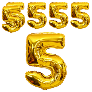 生活King 數字氣球 錫箔氣球 氣球佈置, 生日慶典派對必備, 自由創意打造獨特造型, 數字5 金色, 6個