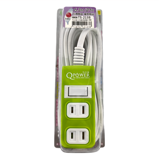 Tyson 太順電業 QPOWER 2孔1開3插 延長線插座 TS-213B-G 萊姆色 6.3M 台灣製造, 1條