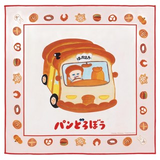 Skater 黏貼式日式便當包巾, 麵包小偷 白色 + 紅色, 1條