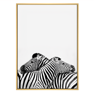斑馬I 黑白斑馬牆面藝術畫框, 木色