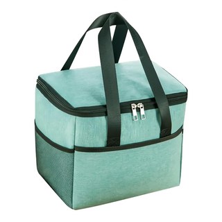 大容量 大開口方形保溫保冰野餐袋, 綠色