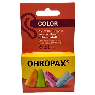 OHROPAX 安耳悠 COLOR 泡棉耳塞 隔音消音抗噪舒適, 1盒, 4組