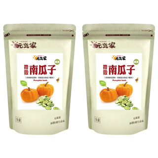 元氣家 綠茶帶殼南瓜子 低溫烘焙非油炸 嚴選大粒南瓜子 飽滿口感, 200g, 2包