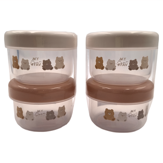 NAKAYA 日本小小熊圓形保鮮盒 160ml 混色, 2個, 2組