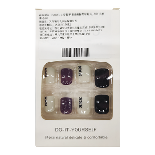 穿戴甲 彩繪凝膠美甲貼片 Set 24片 DIY自然精緻舒適, 小綁帶, 1盒