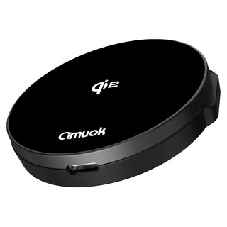amuok 艾默克 極簡mini Qi2 磁吸無線充電器 支架款 原廠保固, 黑色, 1個
