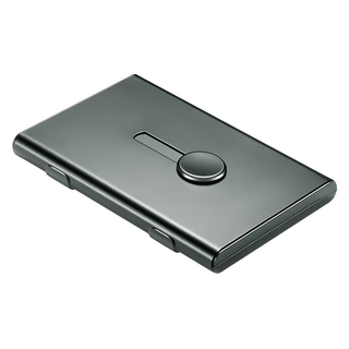 E.dot 隨身攜帶名片收納盒 鋁合金免掀蓋自動出卡 輕薄小巧, 灰色, 1個