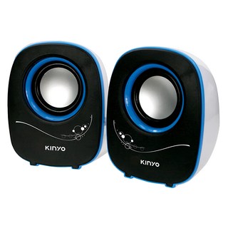 Kinyo 夜精靈 USB迷你喇叭2入組 85 x 75 x 108mm 260g, US-170, 黑色 + 藍色
