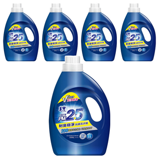 毛寶 PM2.5 制臭極淨 抗菌洗衣精 200種植物萃取去汙 添加PT酵素, 2.2kg, 5桶