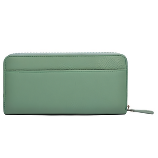 頭層牛皮18卡位自動分離長夾女夾 RFID真皮 零錢位 多隔層大容量 超實用 5夾層位+1外口袋, 果綠, 20 x 3 x 10cm