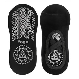 FARANDOLE 法紅荳 立體交叉綁帶透氣止滑瑜珈襪 柔軟舒適 瑜珈專用 穩定支撐, 21 x 9cm, 黑色