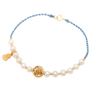 RADIANT STAR 璀璨之星 財源廣進發財樹珍珠吉字葫蘆墜飾編織手環 KTL837, 金色, 1個