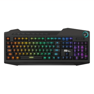 亞碩 Power Master 北極星 KM-31 RGB鍵盤 中文版鍵帽:注音+倉頡 耐磨損雷雕鍵帽 鎖定Windows選項功能 26鍵無衝突, 黑色, 薄膜式