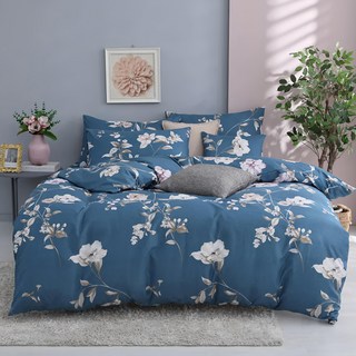 藍貓BlueCat 台製 舒柔棉銀離子抗菌印花床包 5尺 床包枕套三件組 花情似意